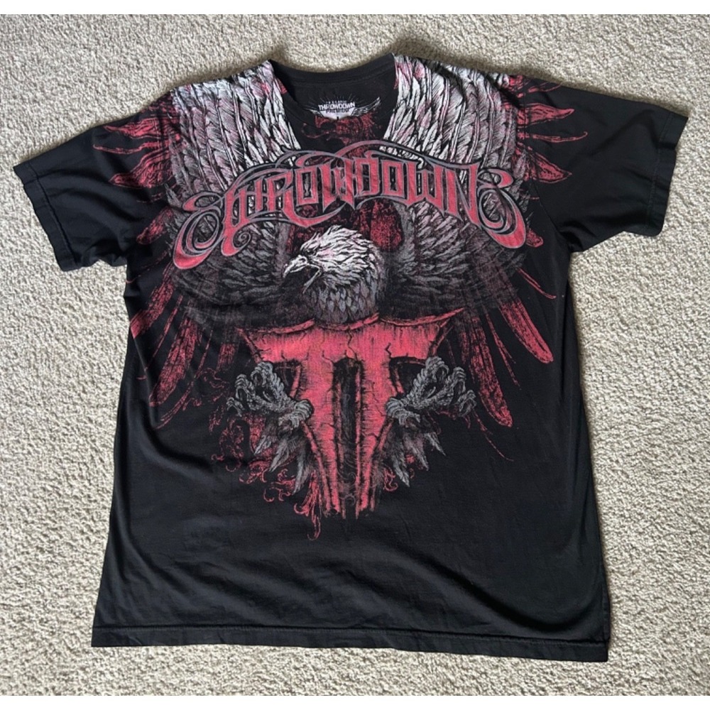 Vintage Throwdown T Shirt‎ Mens Size 3XL Black Fight Y2K Grunge MMA Short Sleeve